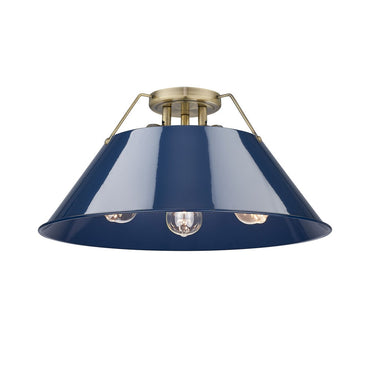 Golden Lighting 3306-3FM BLK-BLK Orwell BLK 3 Light Flush Mount in Matte Black with Matte Black Shade - Crescent Harbor