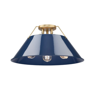 Golden Lighting 3306-3FM BLK-BLK Orwell BLK 3 Light Flush Mount in Matte Black with Matte Black Shade - Crescent Harbor