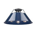 Golden Lighting 3306-3FM BLK-BLK Orwell BLK 3 Light Flush Mount in Matte Black with Matte Black Shade - Crescent Harbor