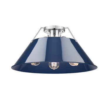 Golden Lighting 3306-3FM BLK-BLK Orwell BLK 3 Light Flush Mount in Matte Black with Matte Black Shade - Crescent Harbor