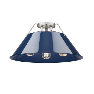 Golden Lighting 3306-3FM BLK-BLK Orwell BLK 3 Light Flush Mount in Matte Black with Matte Black Shade - Crescent Harbor