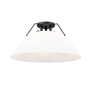 Golden Lighting 3306-3FM BLK-BLK Orwell BLK 3 Light Flush Mount in Matte Black with Matte Black Shade - Crescent Harbor