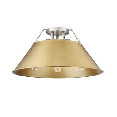 Golden Lighting 3306-3FM BLK-BLK Orwell BLK 3 Light Flush Mount in Matte Black with Matte Black Shade - Crescent Harbor