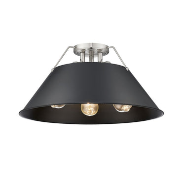 Golden Lighting 3306-3FM BLK-BLK Orwell BLK 3 Light Flush Mount in Matte Black with Matte Black Shade - Crescent Harbor