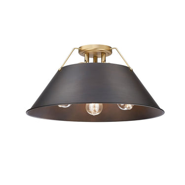 Golden Lighting 3306-3FM BLK-BLK Orwell BLK 3 Light Flush Mount in Matte Black with Matte Black Shade - Crescent Harbor
