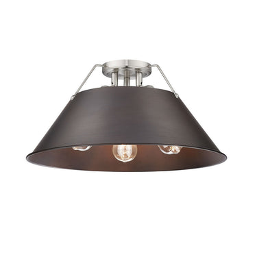 Golden Lighting 3306-3FM BLK-BLK Orwell BLK 3 Light Flush Mount in Matte Black with Matte Black Shade - Crescent Harbor