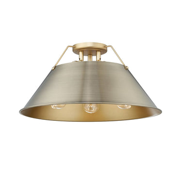Golden Lighting 3306-3FM BLK-BLK Orwell BLK 3 Light Flush Mount in Matte Black with Matte Black Shade - Crescent Harbor