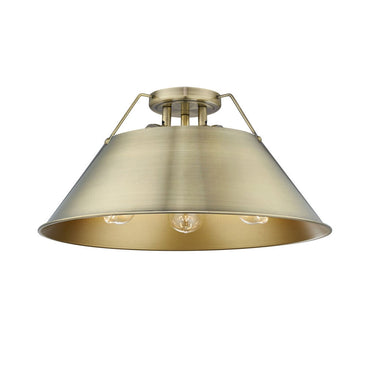 Golden Lighting 3306-3FM BLK-BLK Orwell BLK 3 Light Flush Mount in Matte Black with Matte Black Shade - Crescent Harbor