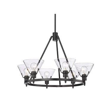 Golden Lighting 3306-6 BLK-CLR 6 Light Chandelier - Crescent Harbor