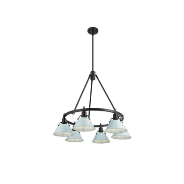 Golden Lighting 3306-6 BLK-CLR 6 Light Chandelier - Crescent Harbor
