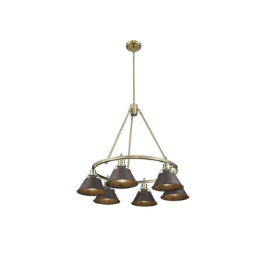 Golden Lighting 3306-6 BLK-CLR 6 Light Chandelier - Crescent Harbor