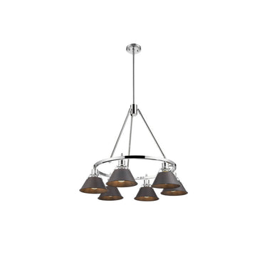 Golden Lighting 3306-6 BLK-CLR 6 Light Chandelier - Crescent Harbor