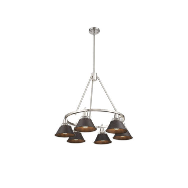 Golden Lighting 3306-6 BLK-CLR 6 Light Chandelier - Crescent Harbor