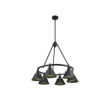 Golden Lighting 3306-6 BLK-CLR 6 Light Chandelier - Crescent Harbor