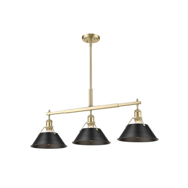 Golden Lighting 3306-LP BLK-CLR Orwell BLK Linear Pendant in Matte Black with Clear Glass Shade - Crescent Harbor