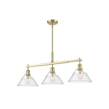 Golden Lighting 3306-LP BLK-CLR Orwell BLK Linear Pendant in Matte Black with Clear Glass Shade - Crescent Harbor