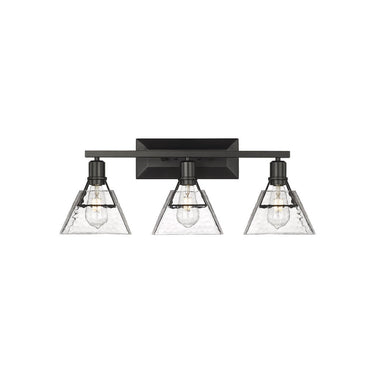 Golden Lighting 3308-BA3 BLK-WTG 3-Light Vanity Light - Crescent Harbor