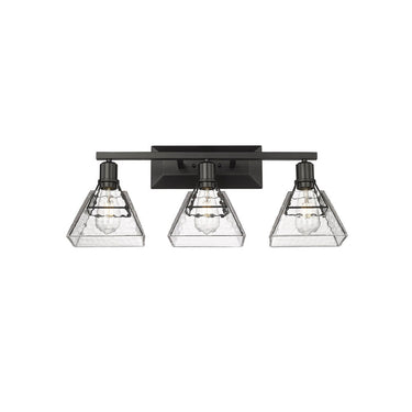 Golden Lighting 3308-BA3 BLK-WTG 3-Light Vanity Light - Crescent Harbor