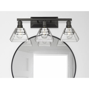 Golden Lighting 3308-BA3 BLK-WTG 3-Light Vanity Light - Crescent Harbor