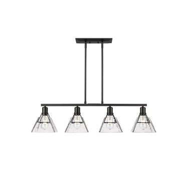 Golden Lighting 3308-LP BLK-WTG 4-Light Linear Pendant - Crescent Harbor