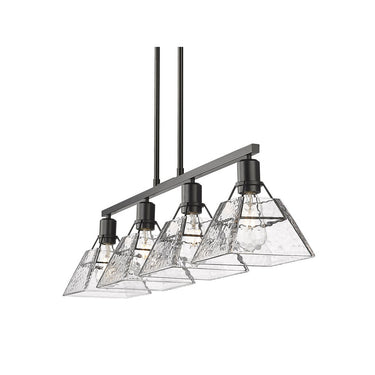 Golden Lighting 3308-LP BLK-WTG 4-Light Linear Pendant - Crescent Harbor