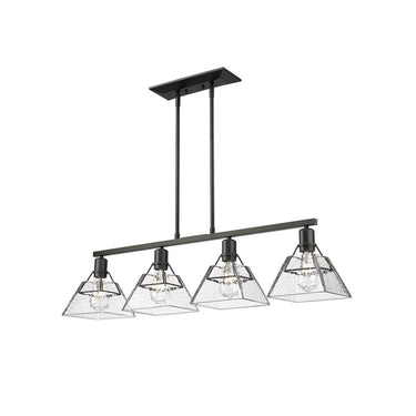 Golden Lighting 3308-LP BLK-WTG 4-Light Linear Pendant - Crescent Harbor