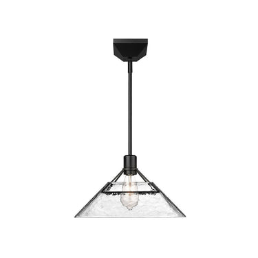 Golden Lighting 3308-M BLK-WTG Kepler Medium Pendant in Matte Black with Water Glass Shade - Crescent Harbor