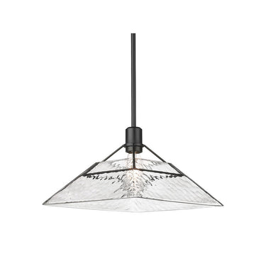 Golden Lighting 3308-M BLK-WTG Kepler Medium Pendant in Matte Black with Water Glass Shade - Crescent Harbor
