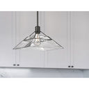 Golden Lighting 3308-M BLK-WTG Kepler Medium Pendant in Matte Black with Water Glass Shade - Crescent Harbor