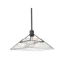 Golden Lighting 3308-M BLK-WTG Kepler Medium Pendant in Matte Black with Water Glass Shade - Crescent Harbor