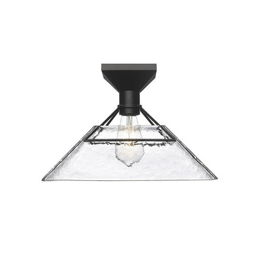 Golden Lighting 3308-SF BLK-WTG Kepler Semi-Flush in Matte Black with Water Glass Shade - Crescent Harbor