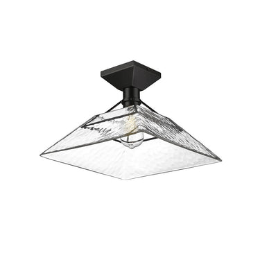 Golden Lighting 3308-SF BLK-WTG Kepler Semi-Flush in Matte Black with Water Glass Shade - Crescent Harbor