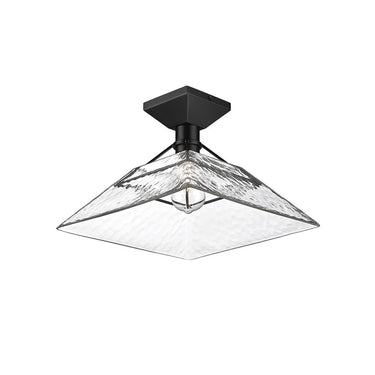 Golden Lighting 3308-SF BLK-WTG Kepler Semi-Flush in Matte Black with Water Glass Shade - Crescent Harbor