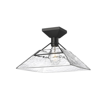 Golden Lighting 3308-SF BLK-WTG Kepler Semi-Flush in Matte Black with Water Glass Shade - Crescent Harbor