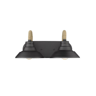 Golden Lighting 3318-BA2 NB Journey 2 Light Bath Vanity in Natural Black with Natural Black Shades - Crescent Harbor