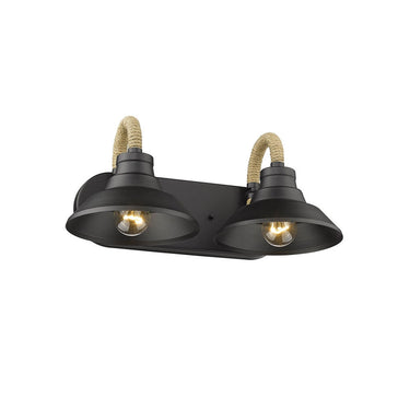 Golden Lighting 3318-BA2 NB Journey 2 Light Bath Vanity in Natural Black with Natural Black Shades - Crescent Harbor