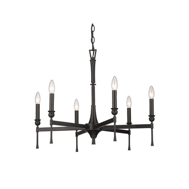 Golden Lighting 3509-6 BLK 6 Light Chandelier - Crescent Harbor