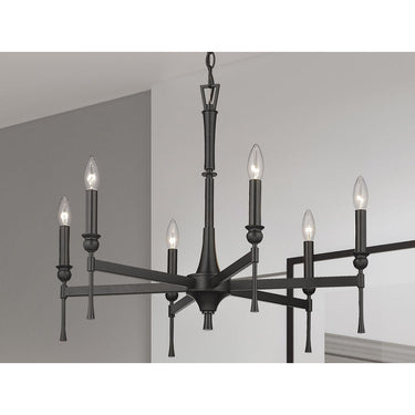 Golden Lighting 3509-6 BLK 6 Light Chandelier - Crescent Harbor