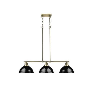 Golden Lighting 3602-3LP BLK Duncan 3 Light Linear Pendant - Crescent Harbor