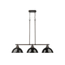 Golden Lighting 3602-3LP BLK Duncan 3 Light Linear Pendant - Crescent Harbor