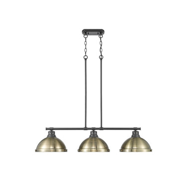 Golden Lighting 3602-3LP BLK Duncan 3 Light Linear Pendant - Crescent Harbor