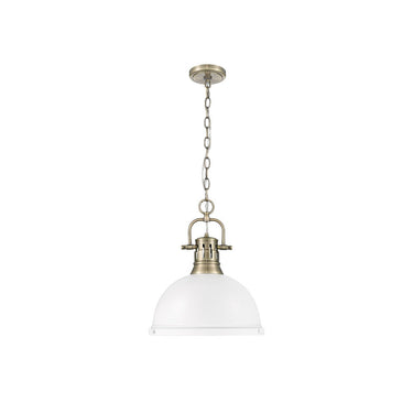 Golden Lighting 3602-L Duncan 1 Light Pendant with Chain in Aged Brass - Crescent Harbor