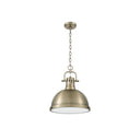 Golden Lighting 3602-L Duncan 1 Light Pendant with Chain in Aged Brass - Crescent Harbor