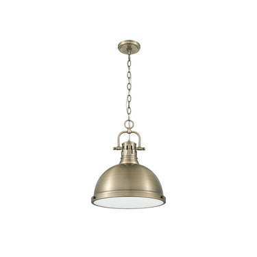 Golden Lighting 3602-L Duncan 1 Light Pendant with Chain in Aged Brass - Crescent Harbor