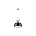 Golden Lighting 3602-L Duncan 1 Light Pendant with Chain in Aged Brass - Crescent Harbor