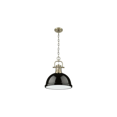 Golden Lighting 3602-L Duncan 1 Light Pendant with Chain in Aged Brass - Crescent Harbor