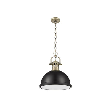 Golden Lighting 3602-L Duncan 1 Light Pendant with Chain in Aged Brass - Crescent Harbor