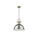 Golden Lighting 3602-L Duncan 1 Light Pendant with Chain in Aged Brass - Crescent Harbor