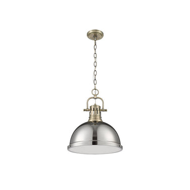 Golden Lighting 3602-L Duncan 1 Light Pendant with Chain in Aged Brass - Crescent Harbor