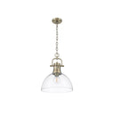Golden Lighting 3602-L Duncan 1 Light Pendant with Chain in Aged Brass - Crescent Harbor
